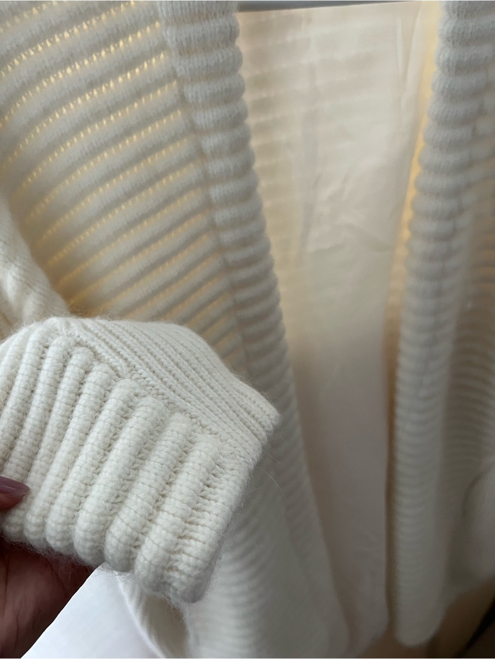 Maje Cream Open-Front Ribbed Shawl Cardigan - Picture 6 of 9